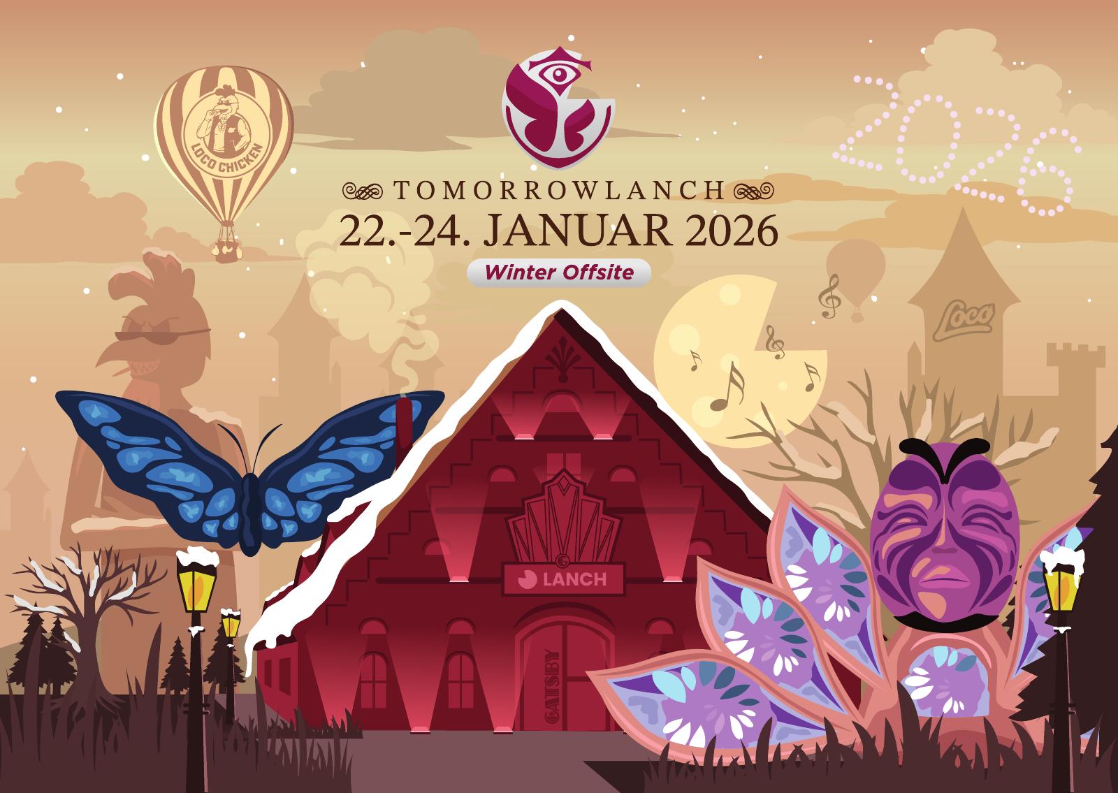 Illustrated flyer for the Tomorrowlanch offsite