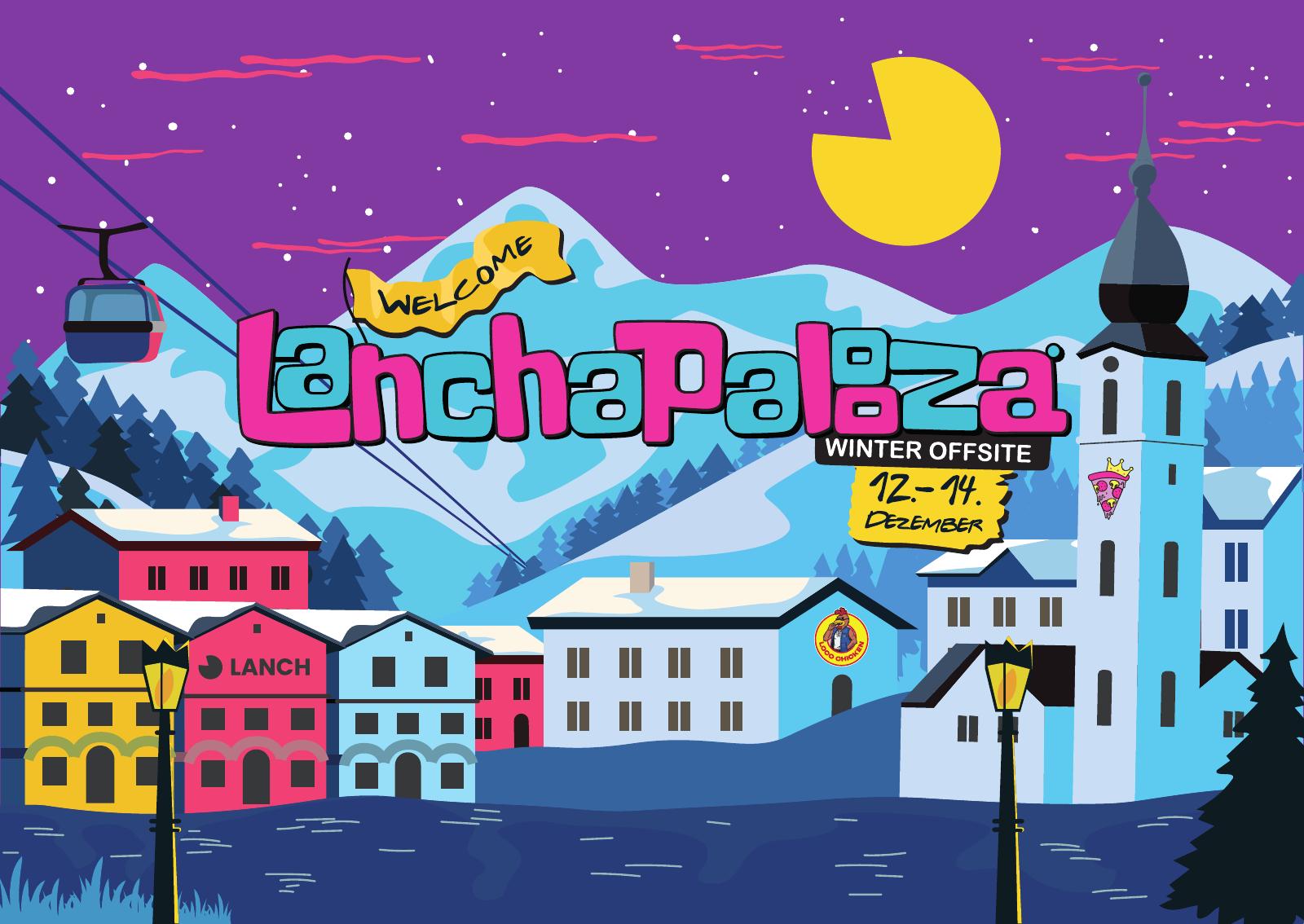 Illustrated flyer for the Lanchapalooza offsite